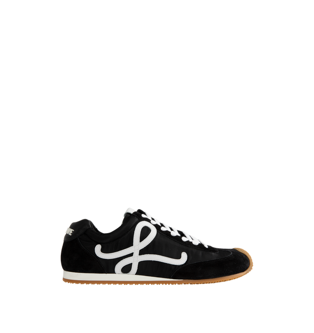 Image 1 of 5 - BLACK - LOEWE Ballet Sneaker in nylon and calfskin featuring an asymmetrical toe shape, a sock-like internal structure, a lightweight rubber outsole that extends to the toecap, L monogram at the side, embossed Anagram on the tongue and injected rubber LOEWE on the heel tab. Made in Italy.