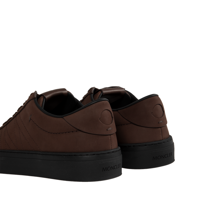 Image 3 of 5 - BROWN - MONCLER Monclub Sneakers featuring low top silhouette, branding on the tongue and heel, lace closure, nubuck upper, leather insole and rubber sole.