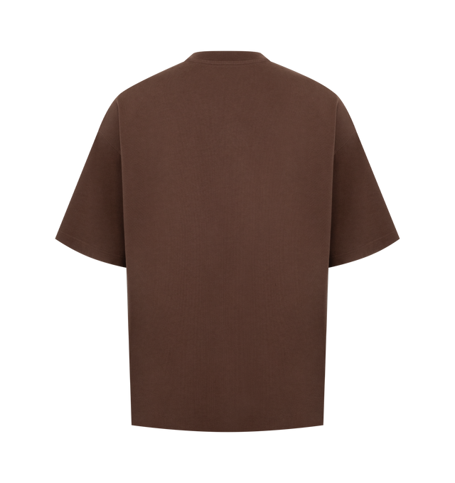 Image 2 of 2 - BROWN - Casablanca Men's Code de Civilisation Oversized T-Shirt is crafted from premium organic cotton and features an oversized silhouette with a classic crew neckline and seasonal Code de Civilisation graphic artwork inspired by Casablanca's signature blend of art, travel, and cultural storytelling. This designer graphic T-shirt combines exceptional everyday comfort with the brand's refined luxury sportswear aesthetic, creating a bold statement piece for contemporary styling. Main Material:
