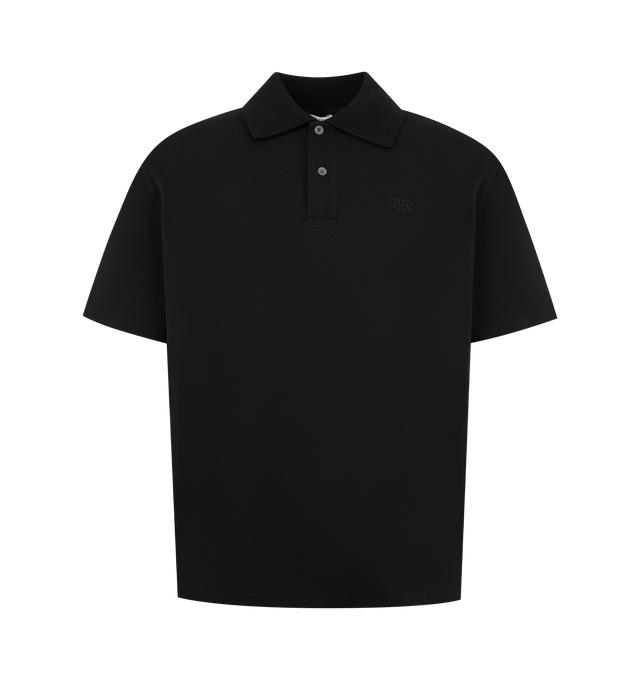 Image 1 of 2 - BLACK - LOEWE Polo in lightweight cotton piqu featuring regular fit, regular length, buttoned polo collar and double L embroidery placed on the chest. Cotton. Made inPortugal.