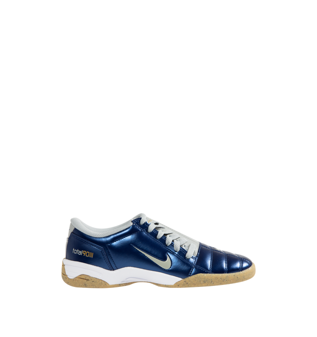 Image 1 of 5 - BLUE - NIKE Total 90 Sneaker featuring authentic soccer style, original quilted upper, asymmetrical lacing, flat rubber sole, synthetic leather upper with Total 90 logos on each side and padded collar.