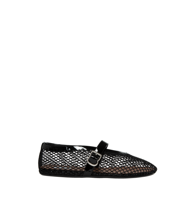 Image 2 of 4 - BLACK - ALAIA ballet flats in fishnet inspired by classical Japanese shoes. 90% Polyamide / 10% calfskin upper, 100% lambskin lining, 90% calf leather /10% rubber sole. Made in Italy.