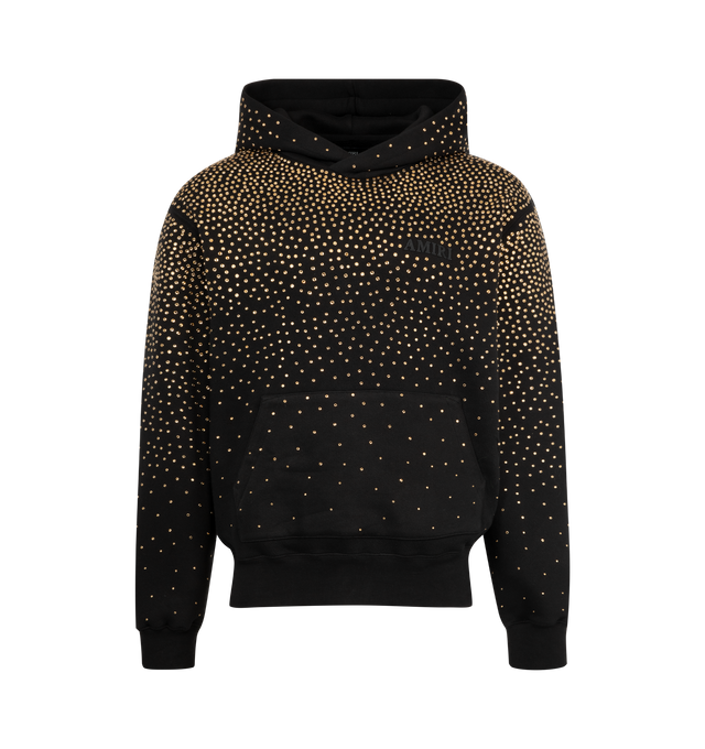 Image 1 of 2 - BLACK - AMIRI Crystal Amiri Hoodie featuring french terry hoodie, crystals throughout, kangaroo pocket, rib-knit hem and cuffs and dropped shoulders. 100% cotton. Made in Italy.