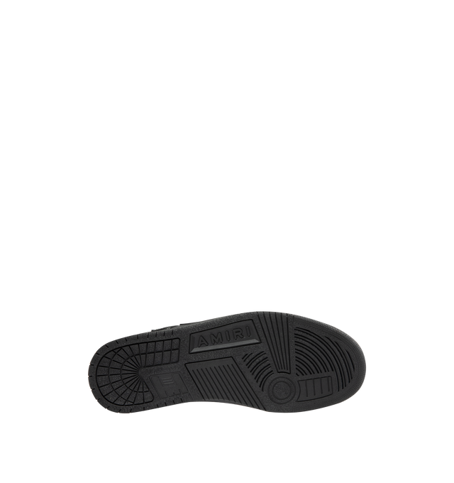 Image 4 of 5 - BLACK - AMIRI Skel Top Low Sneaker featuring low-top sneaker crafted with hand-cut skeletal appliqus along the sidewalls, perforated toe, padded collar, molded insole and lace-up style. Leather upper, textile lining, rubber sole.