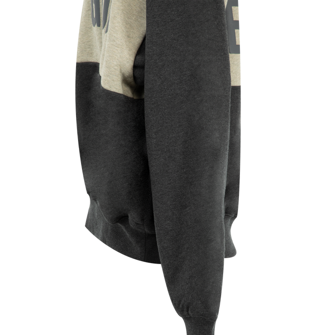 Image 3 of 3 - GREY - Fear of God Essentials Mens Cropped Relaxed Paneled Hoodie is crafted from heavyweight 380 GSM cotton-blend core fleece. Features a relaxed cropped fit, paneled construction, hood, side pockets, ribbed cuffs and hem, puff-printed Fear of God graphic at the front, puff-printed Essentials graphic at the back, and an Essentials signature label on the hood. Main Material: 80% Cotton, 20% Polyester.