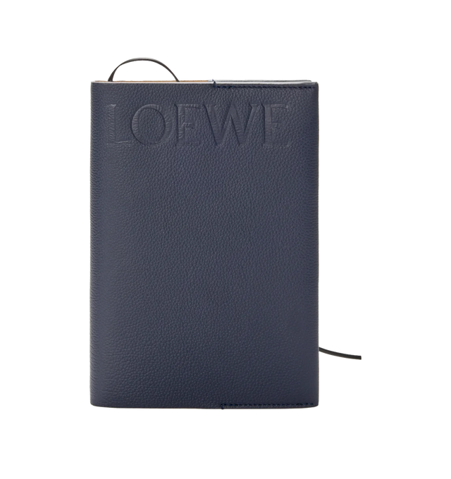 Image 1 of 4 - NAVY - LOEWE Leather Notebook in calfskin featuring A5 format and embossed LOEWE. Leather. 22 cm x 15.5 cm x 2 cm. Made in Spain.