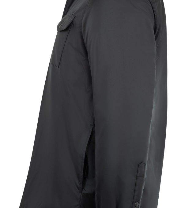 Image 3 of 3 - BLACK - ASPESI Camicia 13 Piu Shirt featuring long-sleeved shirt made of lightweight, soft nylon and lined in the same fabric, padded with compact Thermore wadding, a front button fastening, two chest patch pockets with flap and button, and two inserted side pockets. 100% nylon.