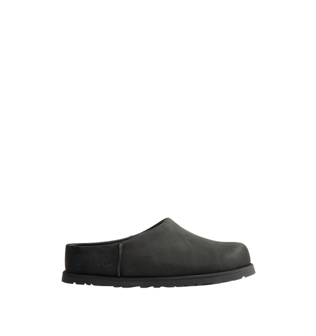 Image 1 of 4 - BLACK - UGG women's Otzo Clog built with a luxe nubuck upper, thoughtful knit + leather lining, and a contoured footbed for steady movement. This clog has easy slip-on style with all-day comfort. Waterproof leather, nubuck upper, leather and wool jersey lining with peppermint-based anti-odor treatment. Contoured EVA footbed, lightweight rubber outsolewith embossed UGG logo.