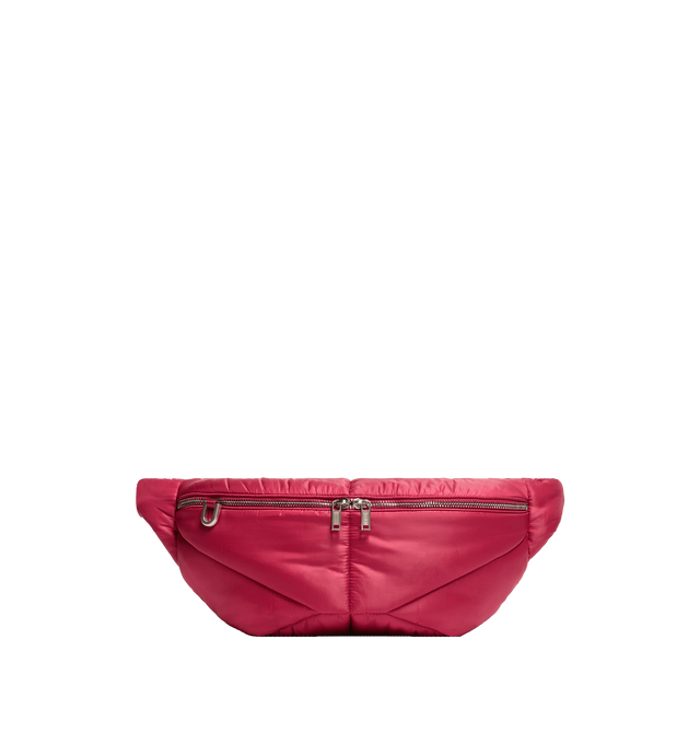 Image 1 of 1 - RED - RICK OWENS X MONCLER Bumbag Belt Bag featuring polyester, nylon lining, padded, ribbon belt with adjustable closure, zipper closure, zipped pocket, inner pockets and key ring. L 48 cm x H 19 cm x D 6 cm. 100% polyester.
