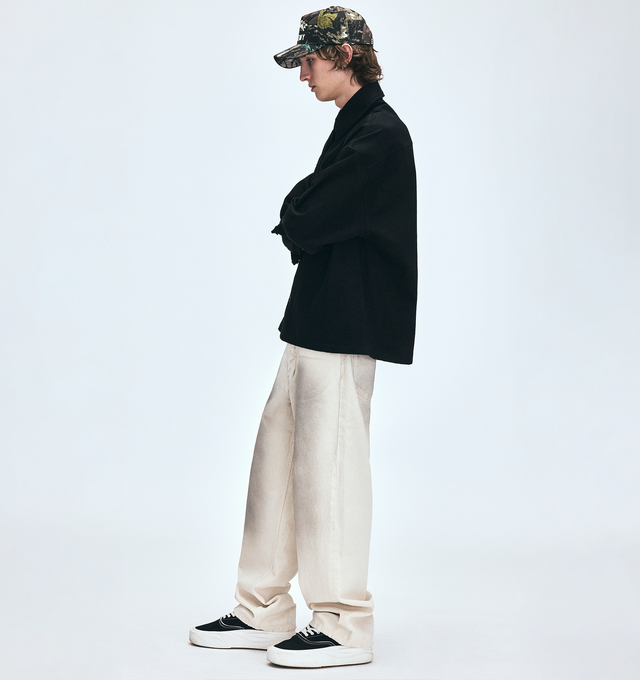 Image 5 of 6 - BLACK - NAHMIAS X HIRSHLEIFERS Denim Oversized Shirt featuring boxy fit, oversized and Nahmias button closure. 100% cotton.