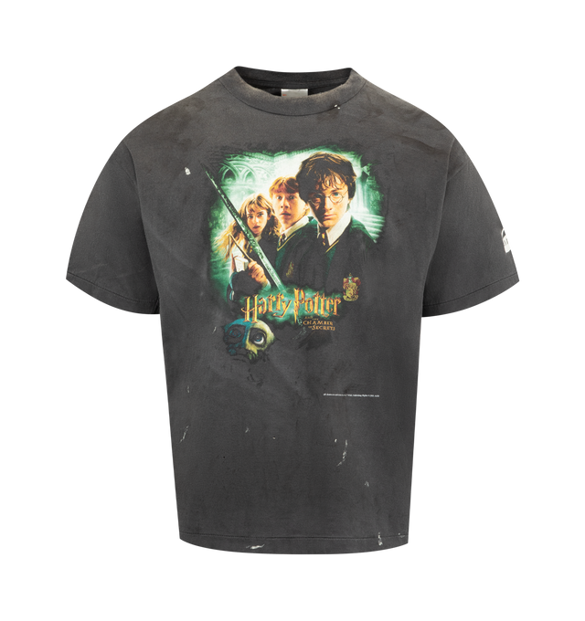 Image 1 of 3 - BLACK - SAINT MICHAEL HP Chamber of Scrt Tee featuring regular fit, crewneck, dropped shoulders, short sleeves, straight hem and graphic print. 100% cotton.