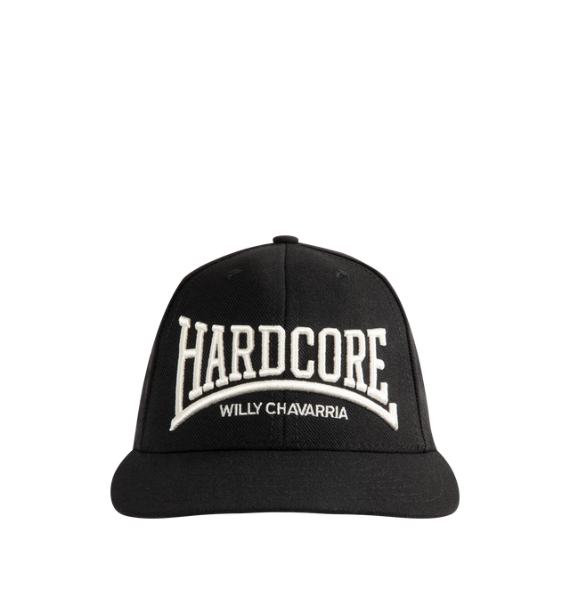 Image 1 of 2 - BLACK - WILLY CHAVARRIA Hardcore Cap featuring adjustable back strap, embroidered logo and ventilating eyelets. 100% polyester. Made in USA.