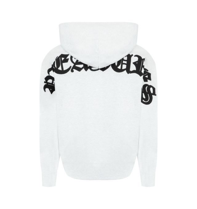 Image 2 of 2 - GREY - PLEASURES Neural Zip Hoodie featuring two-way front zip closure, split kangaroo pocket, embroidered graphic detail throughout and terrycloth lining. 100% cotton.