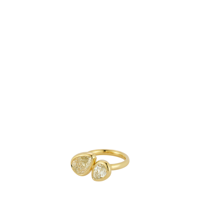 Image 1 of 2 - GOLD - JEMMA WYNNE Prive Diamond Pear Yin Yang Ring featuring One of a Kind, 18k Yellow Gold, Diamond Pear - 1.53cts (M color), Diamond Pear - 1.11cts (J color). Hirshleifers offers a range of initial pieces from this collection in-store. For personal consultation and detailed information about jewelry, please contact our dedicated stylist team at personalshopping@hirshleifers.com. This item may be restricted for online purchase to international clients. For assistance purchasing this item pl
