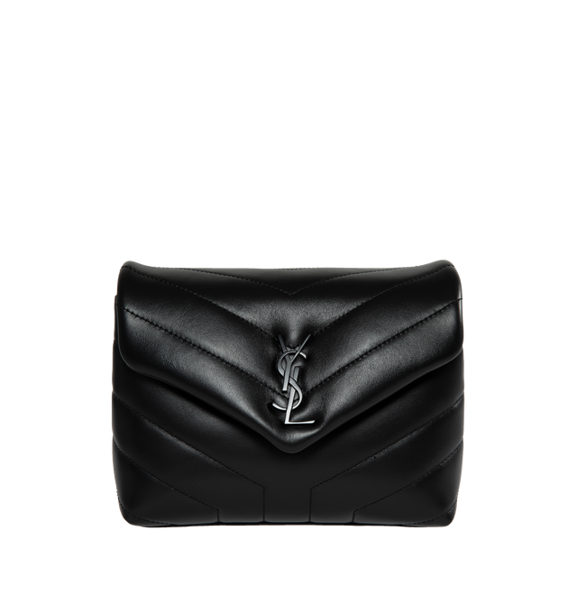 Image 1 of 3 - BLACK - SAINT LAURENT Loulou Toy Bag feauring front flap with magnetic snap closure, interior zipped pocket, signature logo, interior card slots, and 22" drop leather strap. 7.9 X 5.5 X 3 inches. 100% calfskin leather. Made in Italy. The iconic Lou Lou bag is available in various leather and hardware options. To learn about additional available styles please contact our dedicated stylist team at personalshopping@hirshleifers.com 
