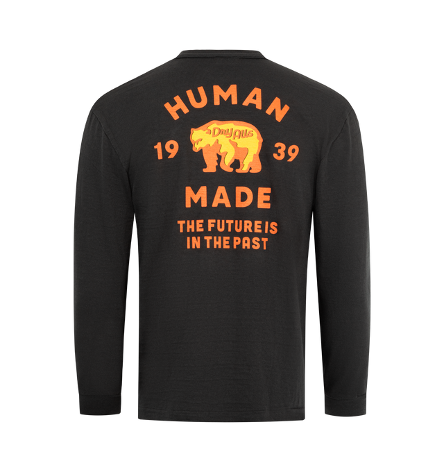 Image 2 of 2 - BLACK - HUMAN MADE Graphic L/S T-Shirt #2 featuring standard long sleeve T-shirt, Heart logo patch on the left chest, an animal graphic on the back and crewneck. 100% cotton.