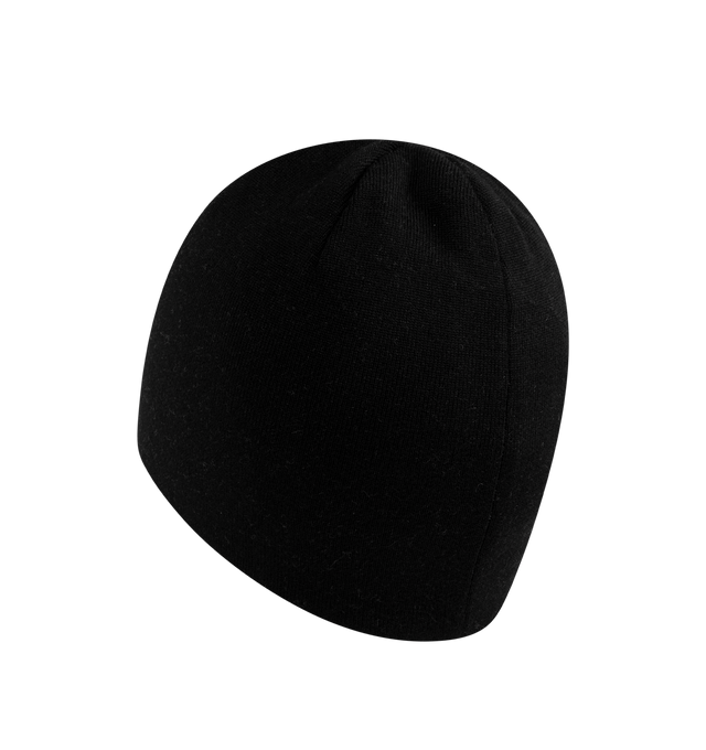 Image 2 of 2 - BLACK - VETEMENTS Biker Cross Logo Beanie featuring skull cap beanie and knit-in logo.