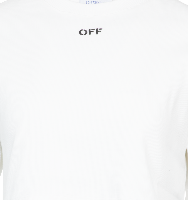 Image 2 of 2 - WHITE - OFF-WHITE Off Stamp Cropped T-Shirt featuring short sleeves, ribbed, "OFF" printed at front and crewneck collar. 95% cotton, 5% elastane. 