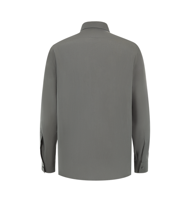 Image 2 of 2 - GREY - Tom Ford Mens Classic-Fit Shirt is crafted from washed habotai silk. Features a classic fit, button-front closure, pointed collar, buttoned cuffs, and a lightweight, fluid drape. Main Material: 100% Silk. Made in Italy.