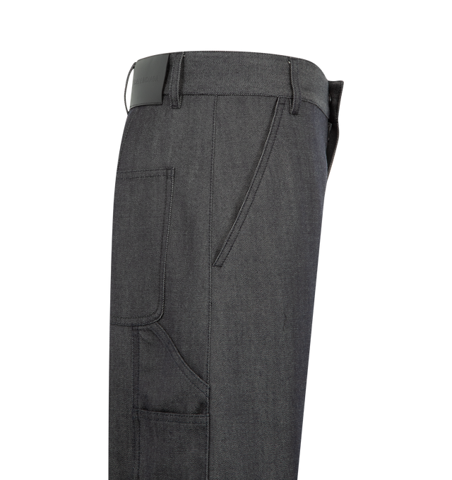 Image 3 of 3 - NAVY - BALENCIAGA Relaxed Cargo Pant featuring a wide, barrel-leg cargo silhouette, durable canvas, high-waisted, relaxed fit and utility pockets at each side. 100% cotton. Made in Italy.