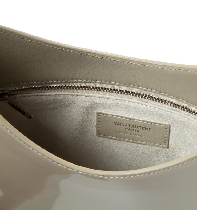 Image 3 of 3 - WHITE - SAINT LAURENT Sadie Hobo Bag in Patent Leather featuring shoulder strap, open top and one interior zip pocket. 12.2"H x 11.4"W x 0.8"D. 100% leather. Made in Italy. 