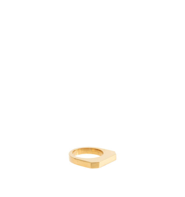 Image 1 of 3 - GOLD - RICK OWENS Hollywood Ring featuring a thin band with beveled edges and logo engraved on the inside. Gold plated silver.