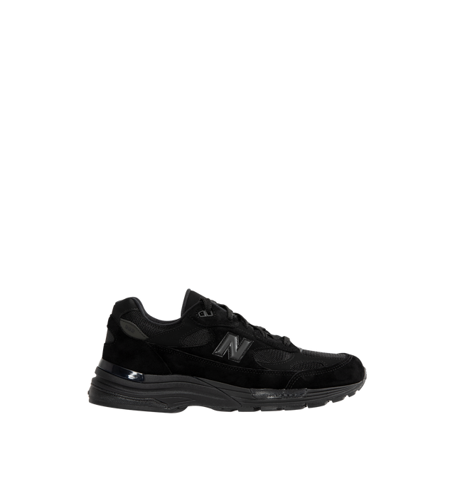 Image 1 of 5 - BLACK - NEW BALANCE 992 Core Sneaker featuring suede overlays, mesh upper, ABZORB cushioning at heel and forefoot, combination ENCAP and C-CAP midsole, reflective accents designed to catch the light and NDurance rubber outsole.