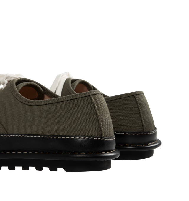 Image 3 of 5 - GREEN - LOEWE Bay Lace-Up Shoe featuring a flexible and lightweight construction with the LOEWE signature asymmetric bulky toe shape, contrast topstitching, lace closure, TPU outsole with enhanced grip and LOEWE fabric tab at the side. Canvas/calf. Made in Italy.