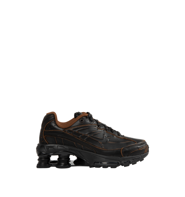 Image 1 of 5 - BLACK - NIKE Shox Ride 2 Premium Sneaker featuring four columns of support under its heel, Max Air technology in the forefoot, genuine leather and lace up style.