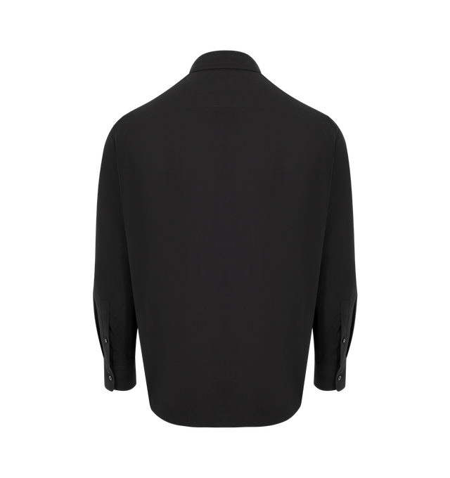 Image 2 of 2 - BLACK - The Row Classic button-up shirt in enzyme-washed silk with relaxed fit, front patch pocket, and exposed front placket with button closure. 100% Silk. Made in Italy.
