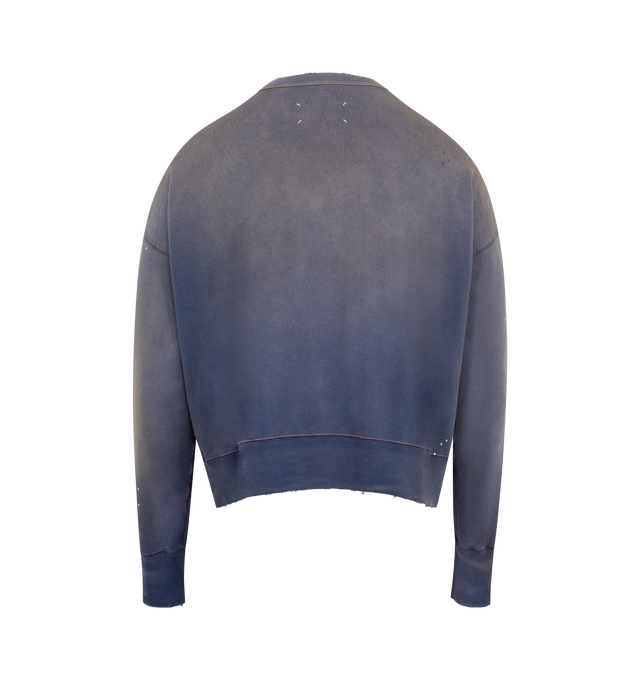 Image 2 of 2 - BLUE - MAISON MARGIELA Sweatshirt featuring paint splatter detail, long sleeves, crew neck and ribbed cuffs and hem. 100% cotton.