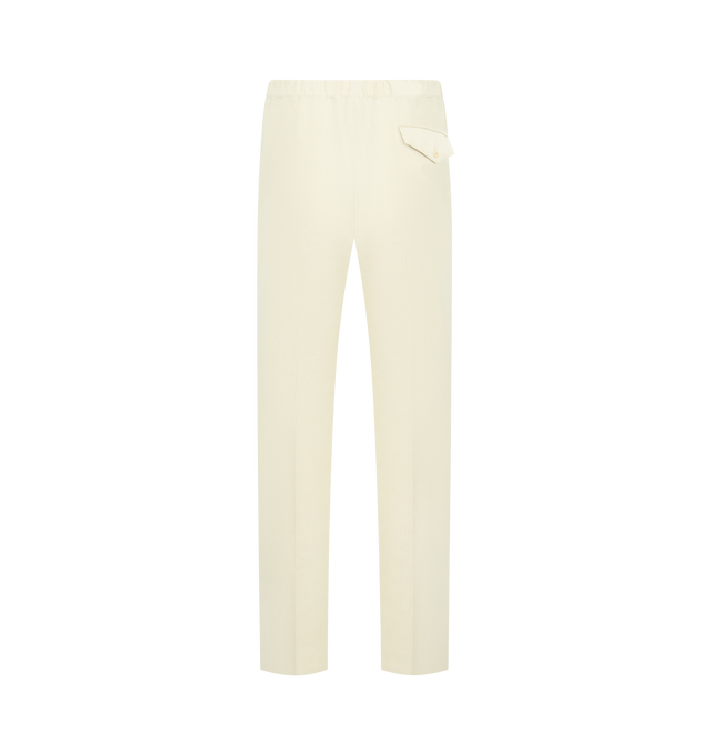 Image 2 of 3 - WHITE - AURALEE Ox Drawstring Pant featuring regular fit, elasticated drawstring waistband, side pockets, one back flap pocket and straight leg. 41% wool, 38% cotton, 21% linen.