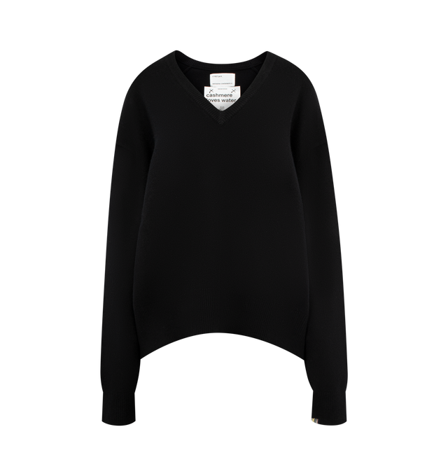 Image 1 of 2 - BLACK - EXTREME CASHMERE Jack Sweater featuring a relaxed-fit, v-neck. crafted in cosy, medium-weight cashmere with a traditional knit structure and ribbed details at the cuffs, hem and neckline. 94% cashmere, 5% nylon, 1% elastane.