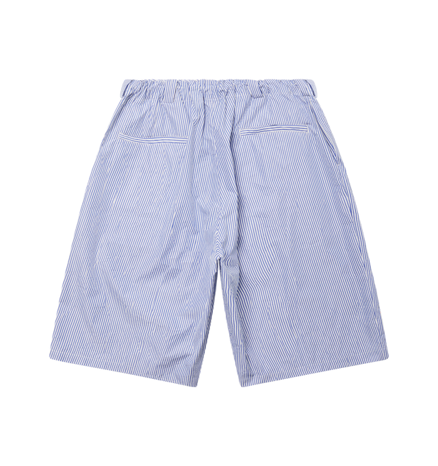 Image 2 of 2 - BLUE - WILLY CHAVARRIA Toluca Short featuring a wide-leg, oversized fit, INOX thread throughout, half elasticated waistband and drawstring with branded aglets, zip fly and single button closure and key loop belt loops. 75% cotton, 25% polyester. Made in Italy.
