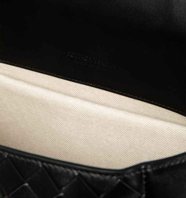 Image 3 of 3 - BLACK - BOTTEGA VENETA Back To School Backpack in intrecciato leather featuring two exterior flap pockets, single interior laptop compartment, two open pockets and flap closure. Calfskin. Lining: canvas. Made in Italy.