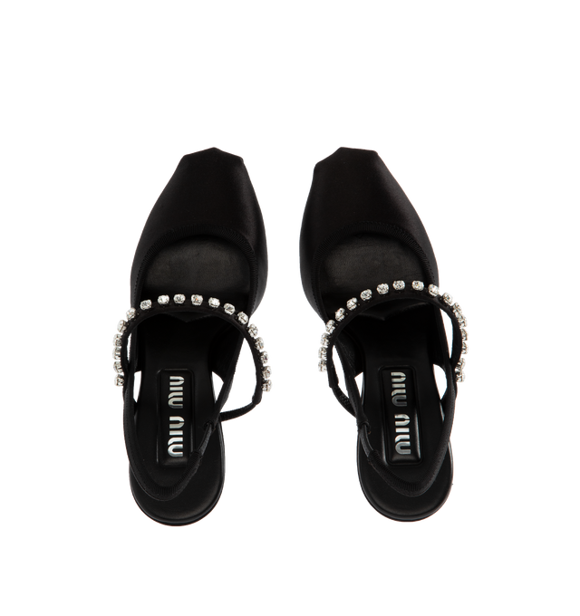 SATIN SLINGBACK PUMPS WITH CRYSTALS