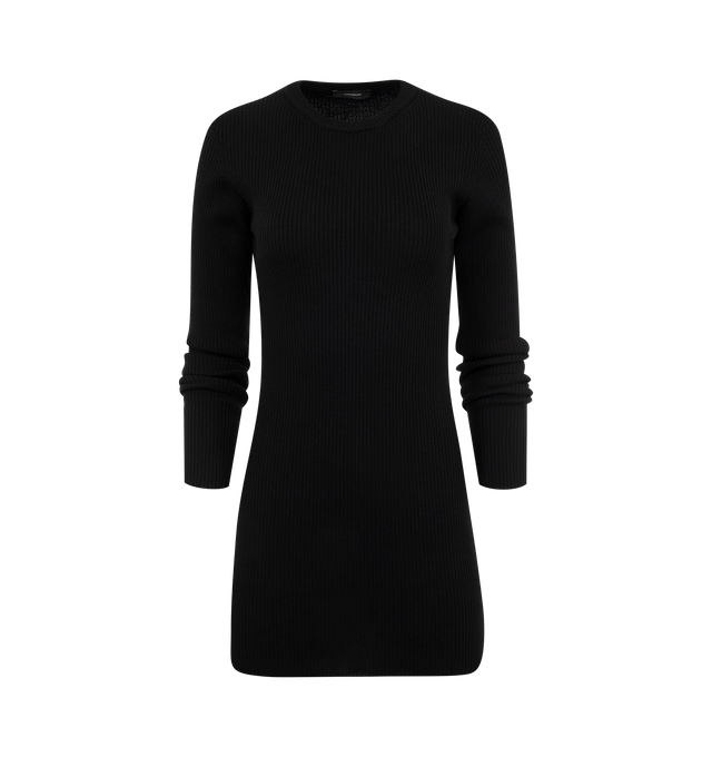 Image 1 of 2 - BLACK - WARDROBE.NYC Ribbed Mini Dress has a ribbed knit design, long sleeves, and crew neck. 100% wool. Made in Italy.