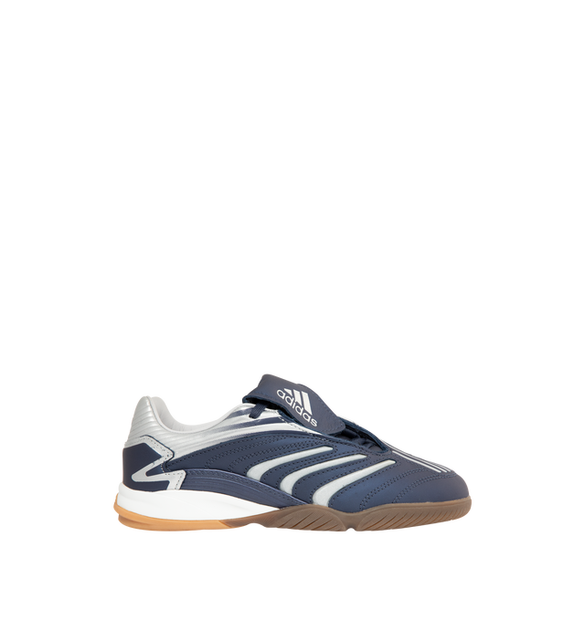 Image 1 of 5 - NAVY - ADIDAS Predator Sala Unisex Sneaker featuring a fold-over tongue, regular fit, lace closure, leather upper, leather lining and rubber outsole.