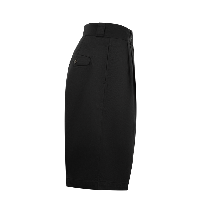 Image 3 of 3 - BLACK - WILLY CHAVARRIA Borracho Short featuring button fly closure, 4-pocket design, midweight pleated twill fabric and relaxed fit. 65% polyester, 35% cotton.