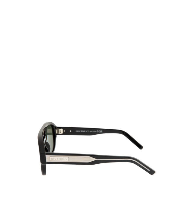 Image 2 of 3 - BLACK - GIVENCHY Day Sunglasses featuring day line, aviator shape, double bridge and metal plaque with engraved GIVENCHY on the temples. 100% UVA/UVB protection. 100% acetate. Made in Italy.