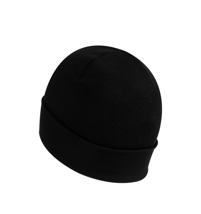 Image 2 of 2 - BLACK - MONCLER Wool Beanie featuring ultra-fine wool, rib knit and gauge 7. 100% virgin wool. Made in Italy.