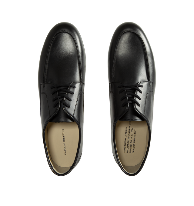 Image 4 of 4 - BLACK - Kaptain Sunshine Men's KS Canadian Officer Shoes are crafted from premium cow leather and feature a special-order design produced in collaboration with Reproduction of Found. Inspired by classic Canadian military officer footwear, this refined silhouette combines heritage military influences with elevated craftsmanship and everyday versatility. Main Material: Cow Leather.Made in Italy.