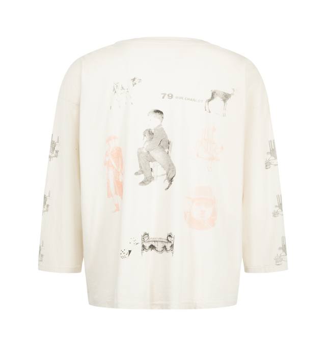 Image 2 of 2 - WHITE - Enfants Riches Dprims South Will Rise Again LS T-Shirt is crafted from heavyweight cotton jersey and features three-quarter-length sleeves, a crew neckline, and a boxy oversized fit. Designed with printed artwork at the front, back, and sleeves, this statement style is finished with single-stitch hems and the brand's signature vintage wash process. Main Material: Heavyweight Cotton Jersey. Fit: Boxy Oversized. Made in the USA.