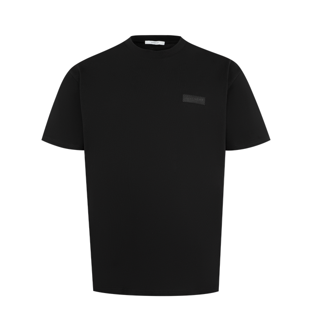 Image 1 of 2 - BLACK - GIVENCHY T-shirt in cotton featuring short-sleeves, crew neck and GIVENCHY Paris gros grain on the chest. 100% cotton.