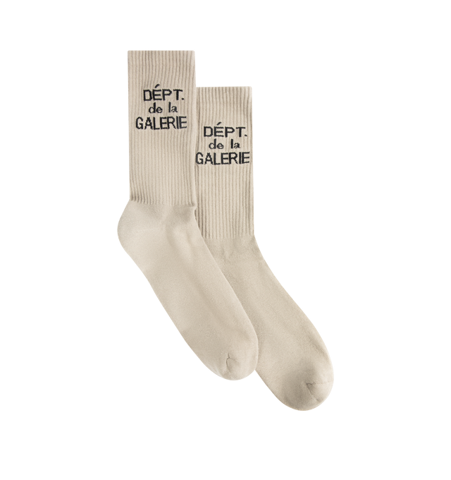 Image 1 of 2 - BROWN - GALLERY DEPT. Clean Sock featuring soft mid-calf socks with FRENCH logotype. 71% cotton, 25% polyamide, 4% elastane. Made in Portugal.