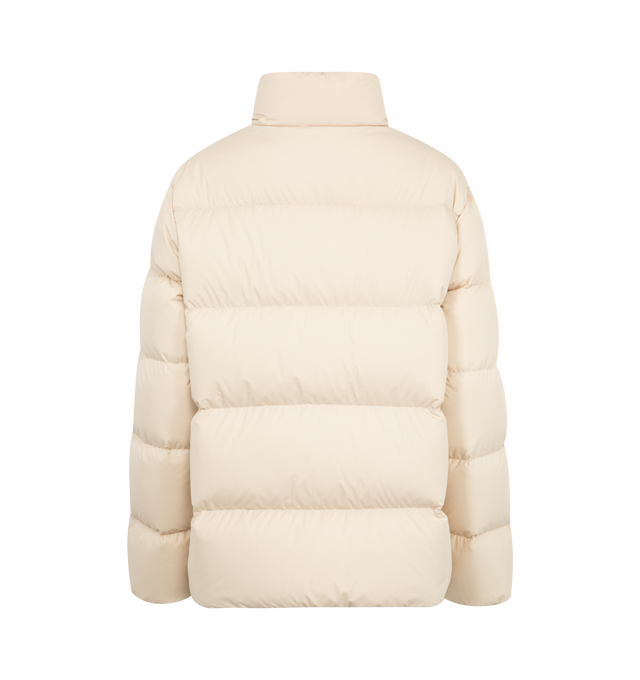 Image 2 of 3 - WHITE - MONCLER Mauzun Short Down Jacket featuring polyester lining, down-filled, zipped pockets, hem with elastic drawstring fastening, matte finish and loose fit. 100% polyester. Padding: 90% down, 10% feather.