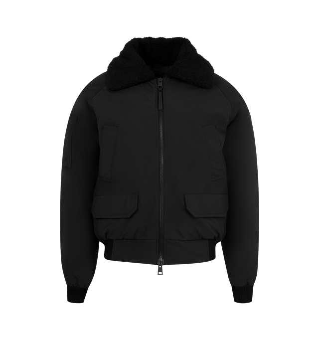Image 1 of 3 - BLACK - CANADA GOOSE Chilliwack Aviator Bomber featuring rib-knit cuffs and hem, zip front closure, collar and two front flap pockets. Made in Canada.