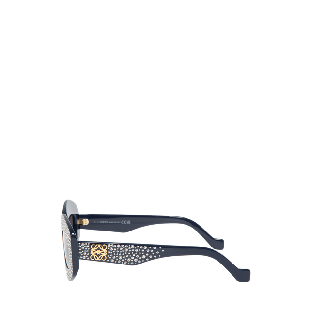 Image 2 of 3 - BLUE - LOEWE Screen sunglasses crafted in acetate with Swarovski crystal embellishments and an Anagram in a gold finish on the arm. 100% UVA/UVB protection. 