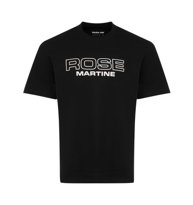 Image 1 of 2 - BLACK - MARTINE ROSE Classic T-Shirt featuring crew neck, short sleeves and logo on front. 100% cotton. Made in Portugal.