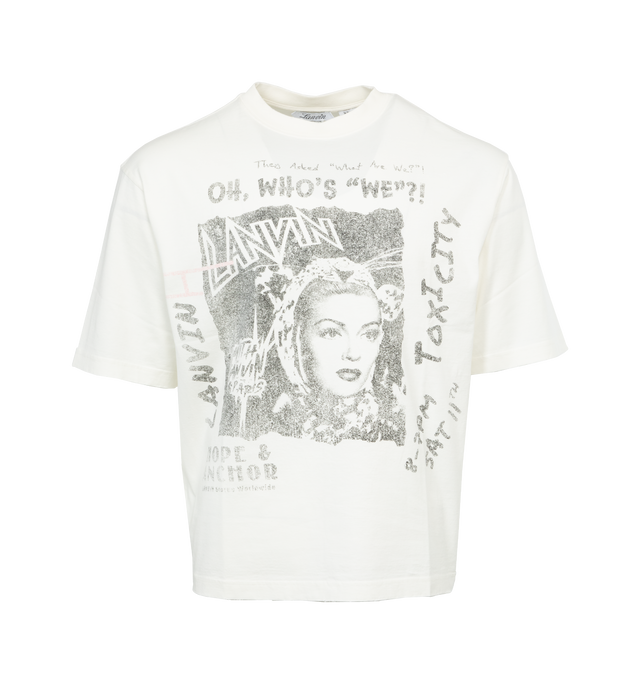 Image 1 of 4 - WHITE - LANVIN LAB X FUTURE Printed Tee featuring regular fit, short sleeve, crew neck, graphic printed design, straight hem and tonal stitching. 100% cotton. 